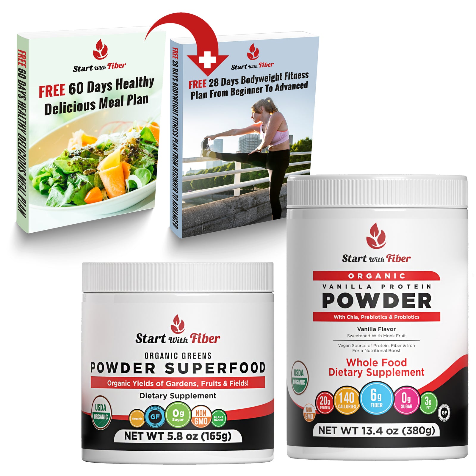 Organic Protein Powder With Organic Greens Powder Superfood Combo