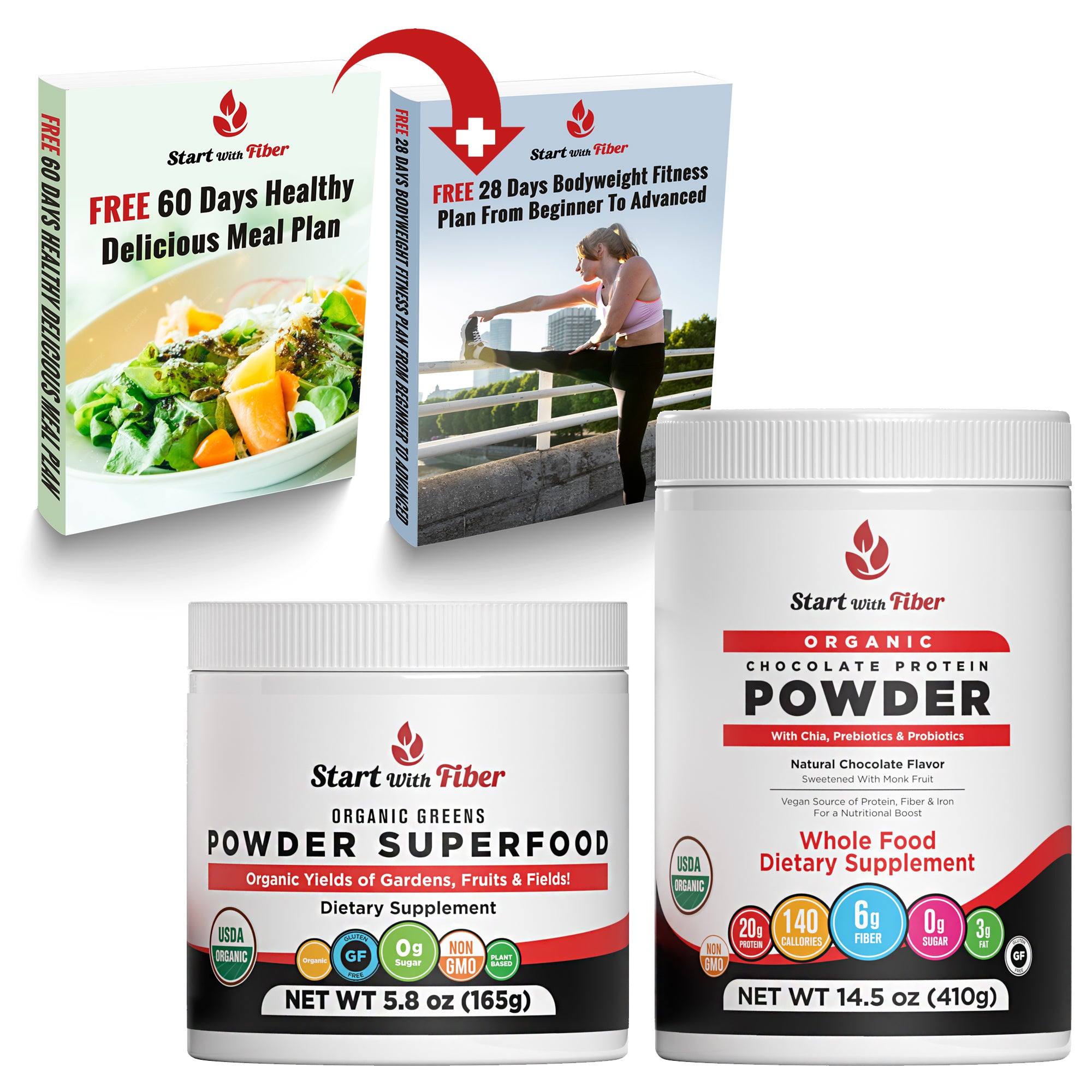 Organic Greens Powder Superfood Plus Organic Protein Powder Plantbased Vegan Combo